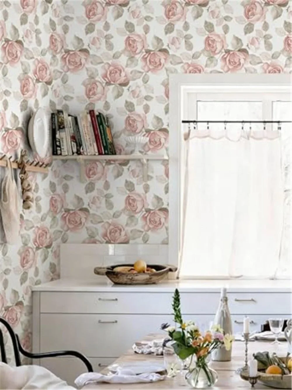 Pink Rose Floral Peel Stick Wallpaper Vintage Waterproof Removable Contact Paper